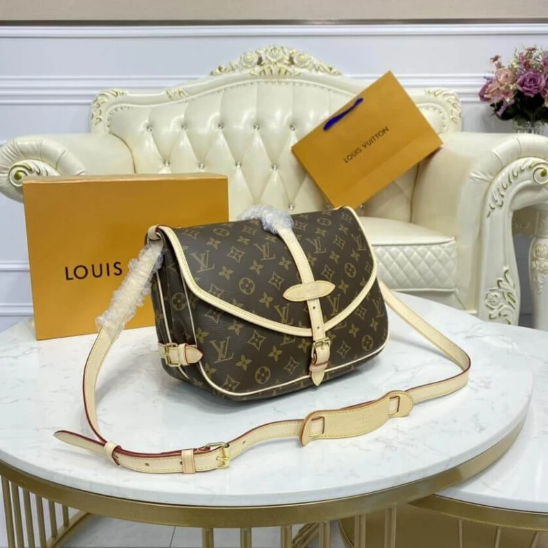 Lv belts replica Embossed Louis Vuitton Monogram Canvas Saumur MM