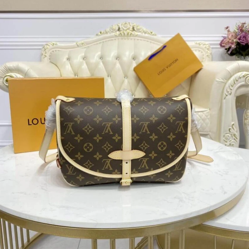 Lv belts replica Embossed Louis Vuitton Monogram Canvas Saumur MM