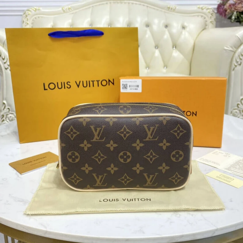Silver br LV Monogram Canvas Toilet Pouch PM