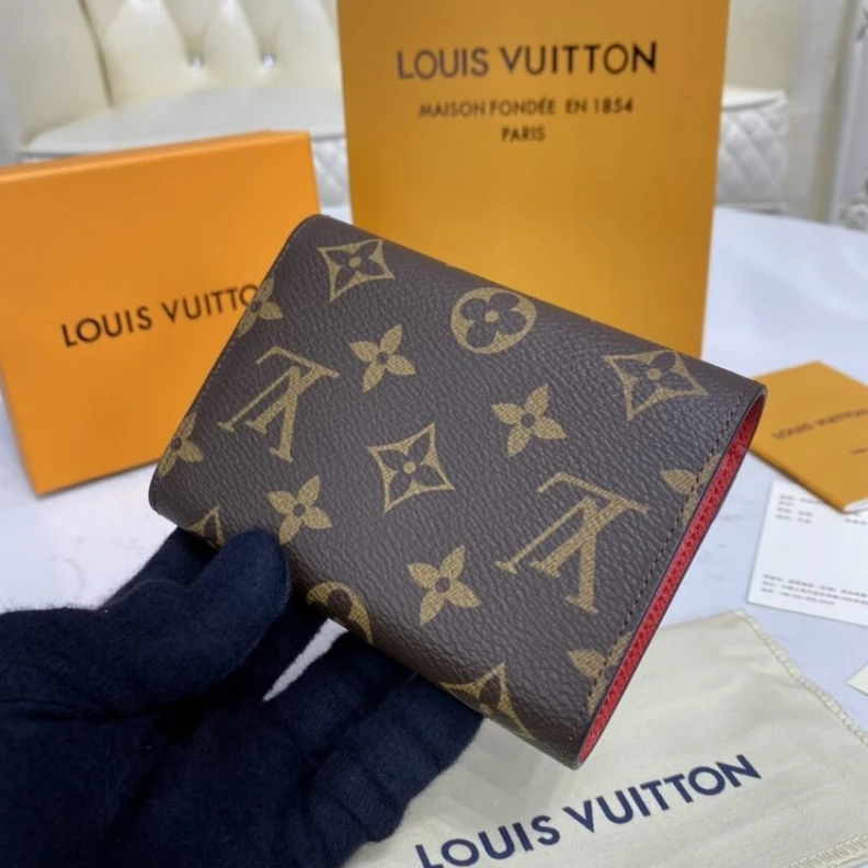 Lv belts replica Goldcolor Louis Vuitton Monogram Canvas Victorine Wallet Red