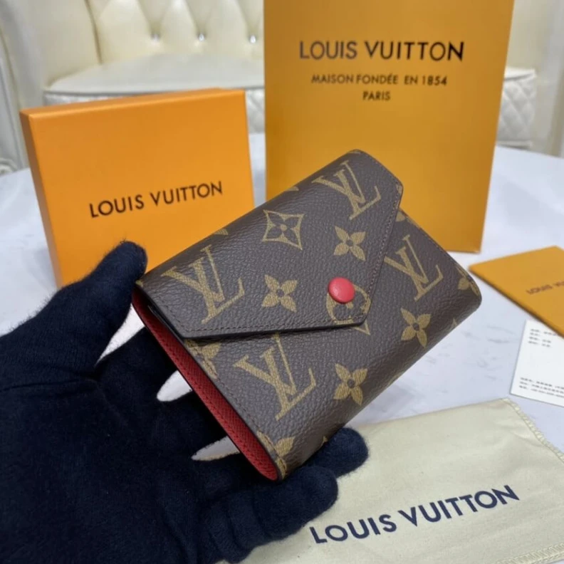 Goldcolor Louis Vuitton Monogram Canvas Victorine Wallet Red