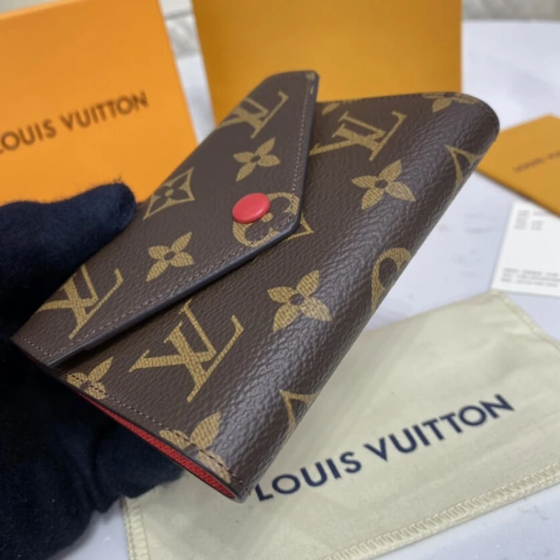 Lv belts replica Goldcolor Louis Vuitton Monogram Canvas Victorine Wallet Red