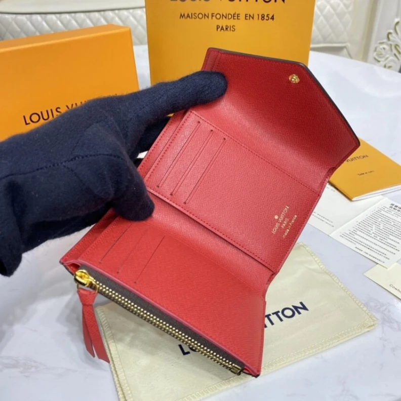 Lv belts replica Goldcolor Louis Vuitton Monogram Canvas Victorine Wallet Red