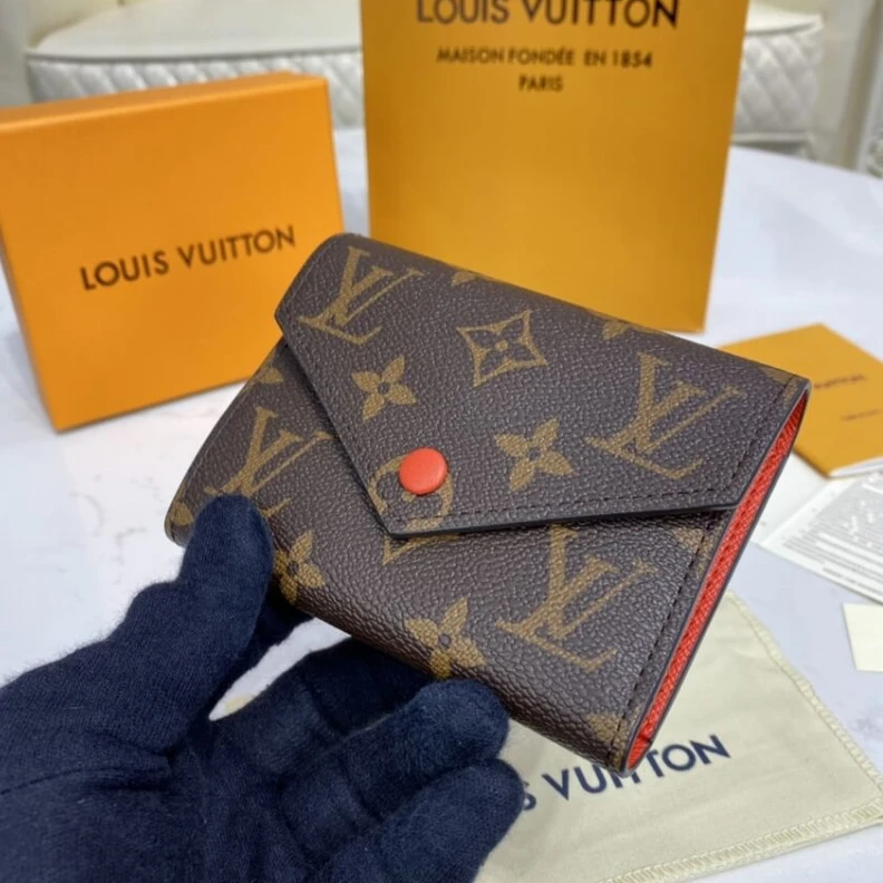Grained c Louis Vuitton Monogram Canvas Victorine Wallet Watermelon Red
