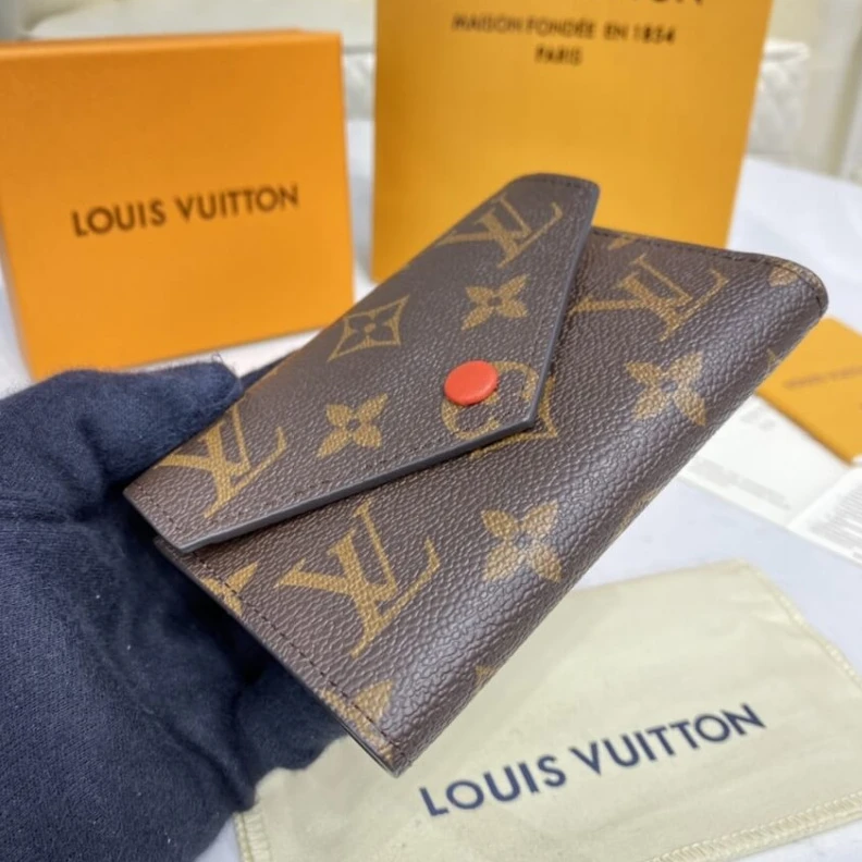 Replica bags lv Grained c Louis Vuitton Monogram Canvas Victorine Wallet Watermelon Red
