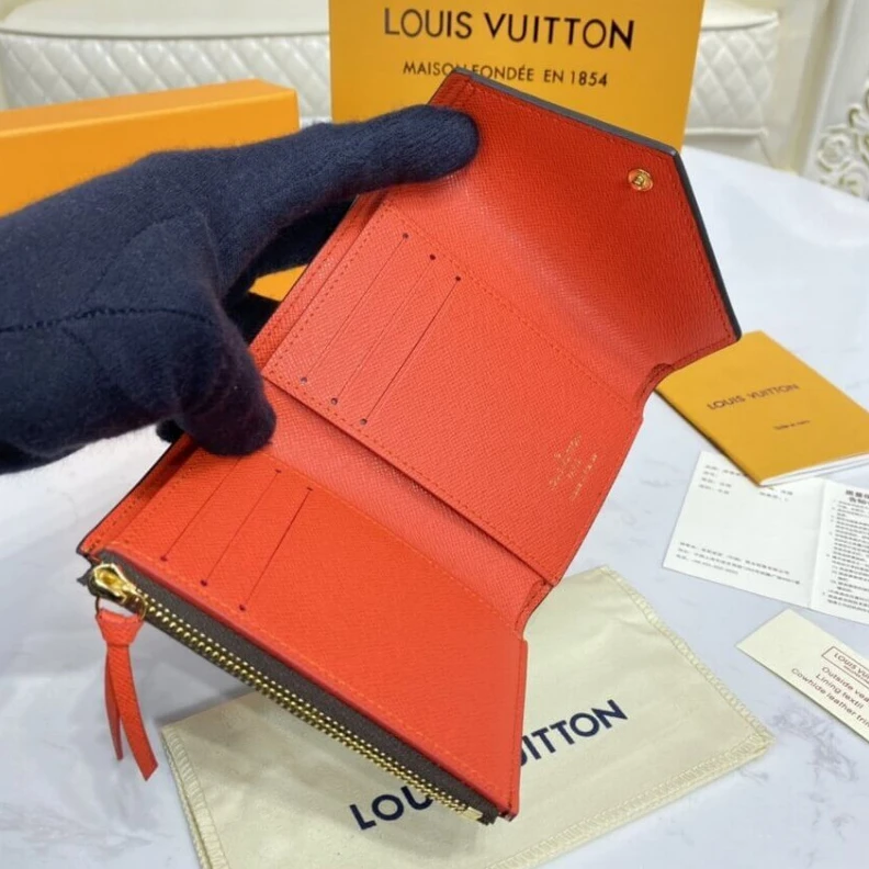 Replica bags lv Grained c Louis Vuitton Monogram Canvas Victorine Wallet Watermelon Red