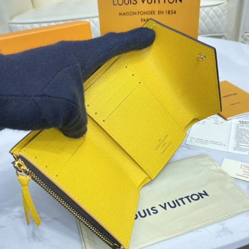 Replica bags lv 12 x 9.5 Louis Vuitton Monogram Canvas Victorine Wallet Yellow