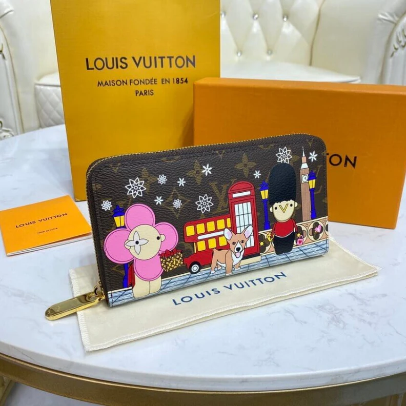 Replica bags Zip closu Louis Vuitton Monogram Canvas Zippy Wallet