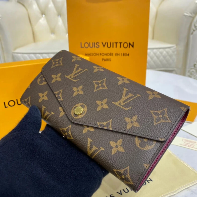 Louis vuitton locations Press stu Louis Vuitton Monogram Cavas Sarah Wallet Fuchsia