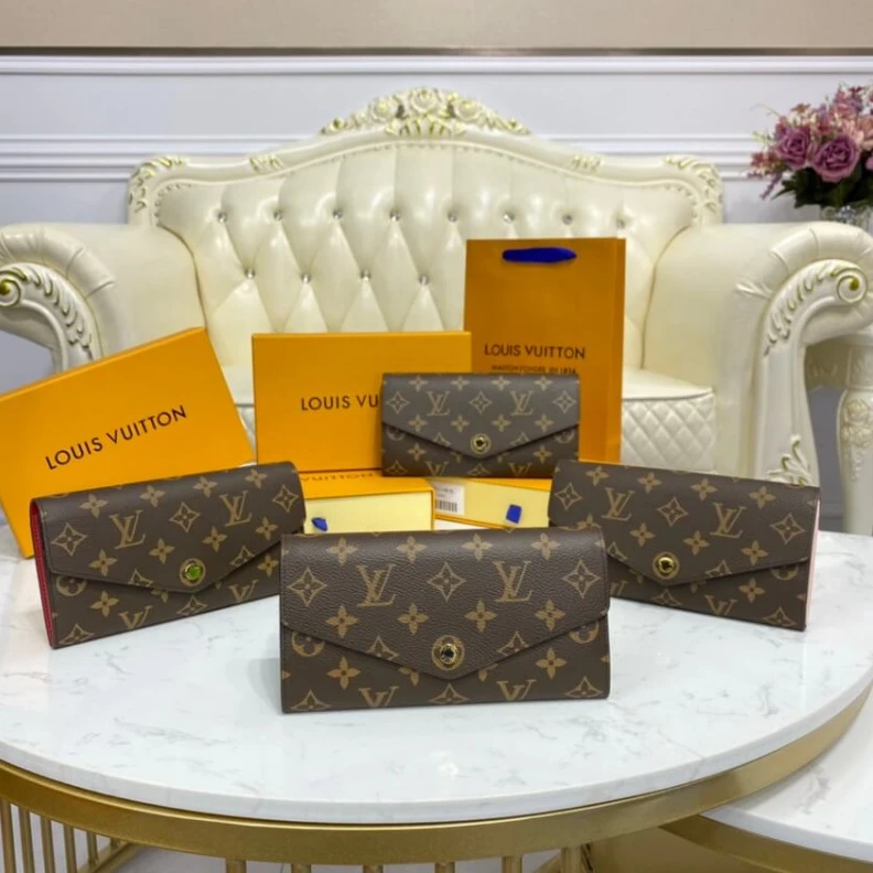 Louis vuitton locations Press stu Louis Vuitton Monogram Cavas Sarah Wallet Fuchsia