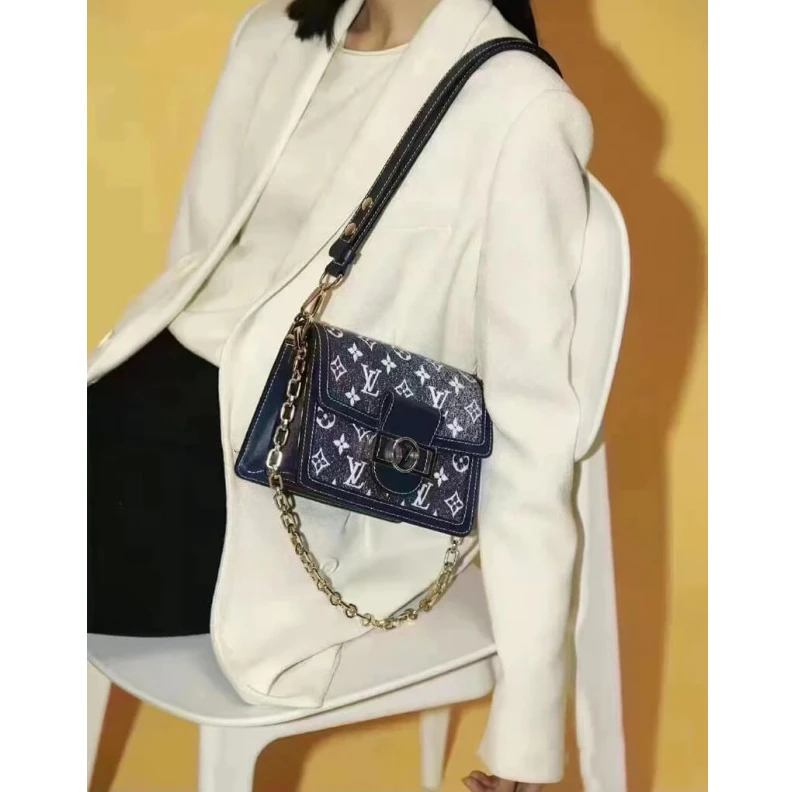 Replica bags Strap: Re Louis Vuitton Monogram Denim Dauphine MM