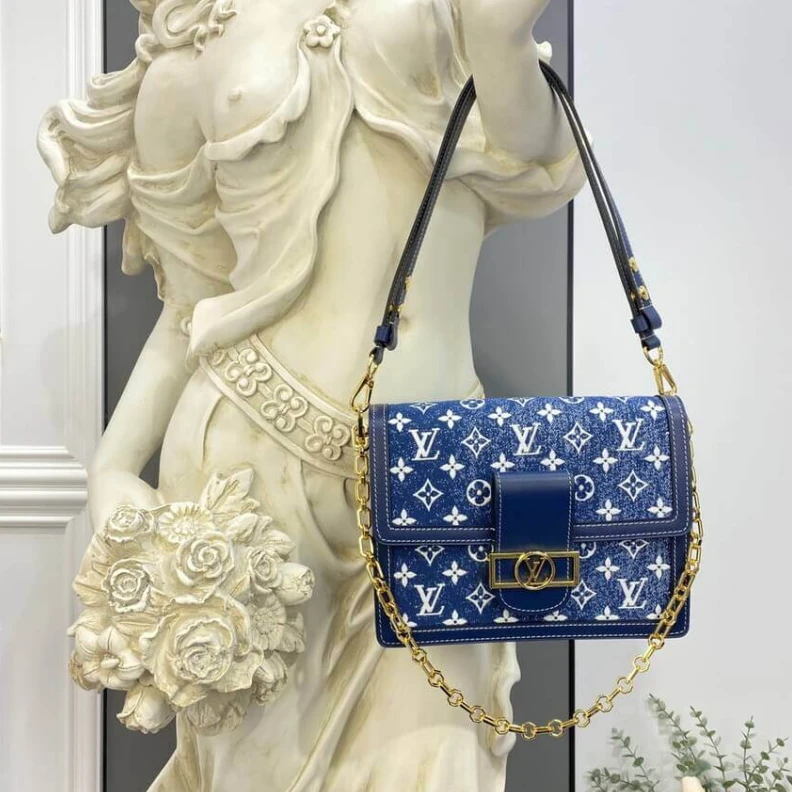 Replica bags Strap: Re Louis Vuitton Monogram Denim Dauphine MM