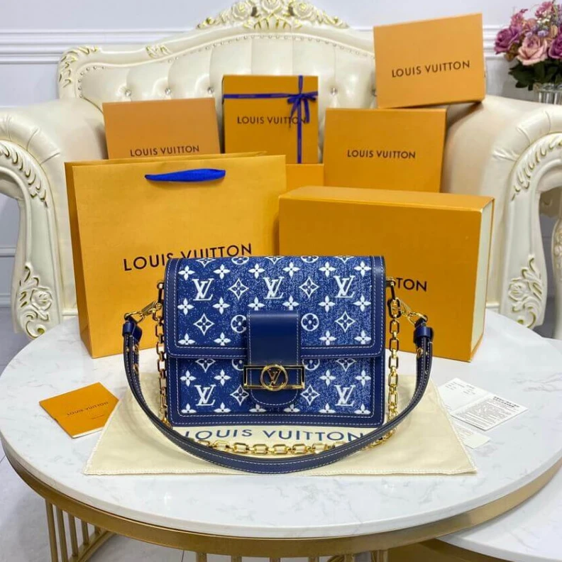 Replica bags Strap: Re Louis Vuitton Monogram Denim Dauphine MM