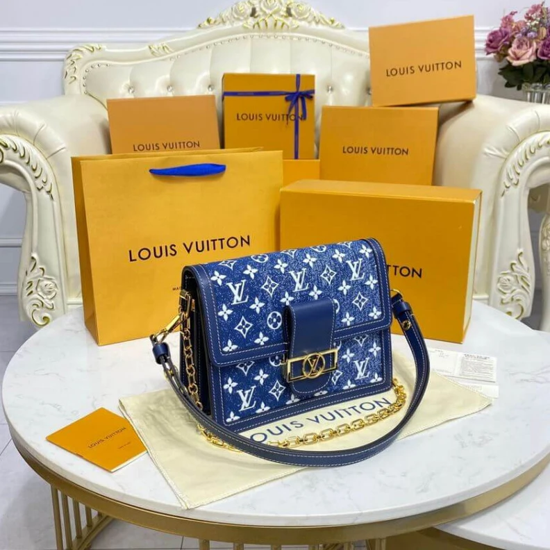 Replica bags Strap: Re Louis Vuitton Monogram Denim Dauphine MM