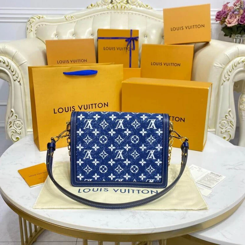 Replica bags Strap: Re Louis Vuitton Monogram Denim Dauphine MM