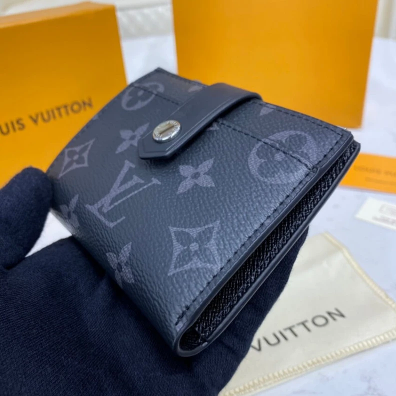 Top lv Cowhidele Louis Vuitton Monogram Eclipse Canvas Multiple Card Holder