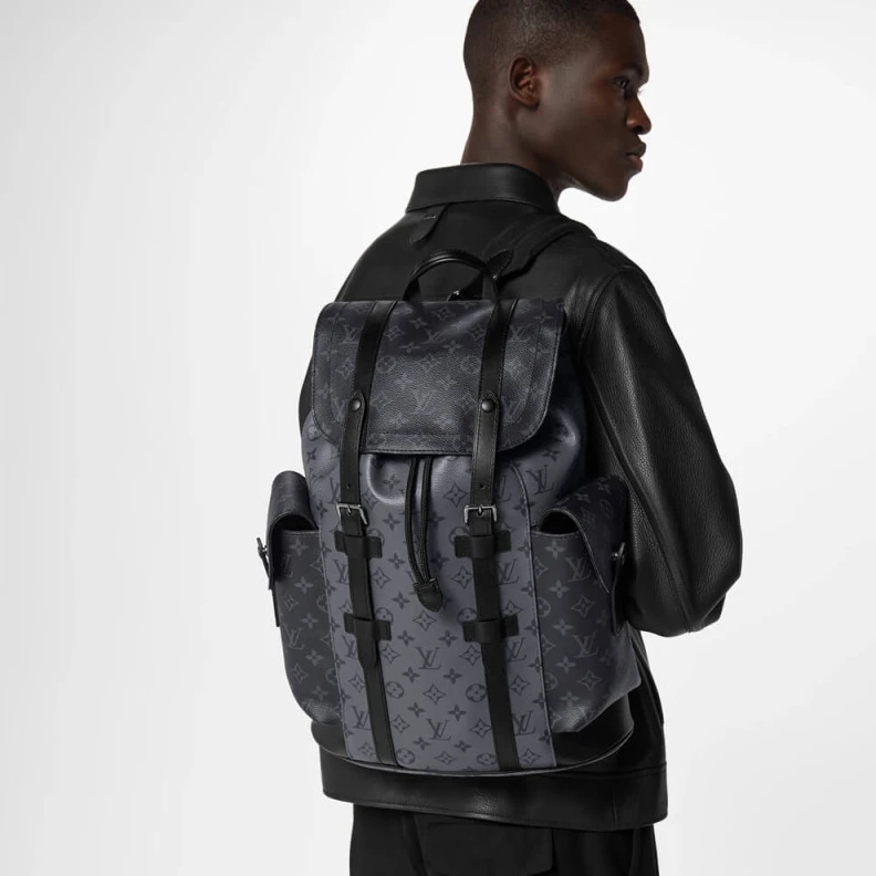 Top lv Press stu Louis Vuitton Monogram Eclipse Christopher MM Backpack