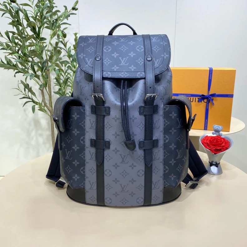 Top lv Press stu Louis Vuitton Monogram Eclipse Christopher MM Backpack