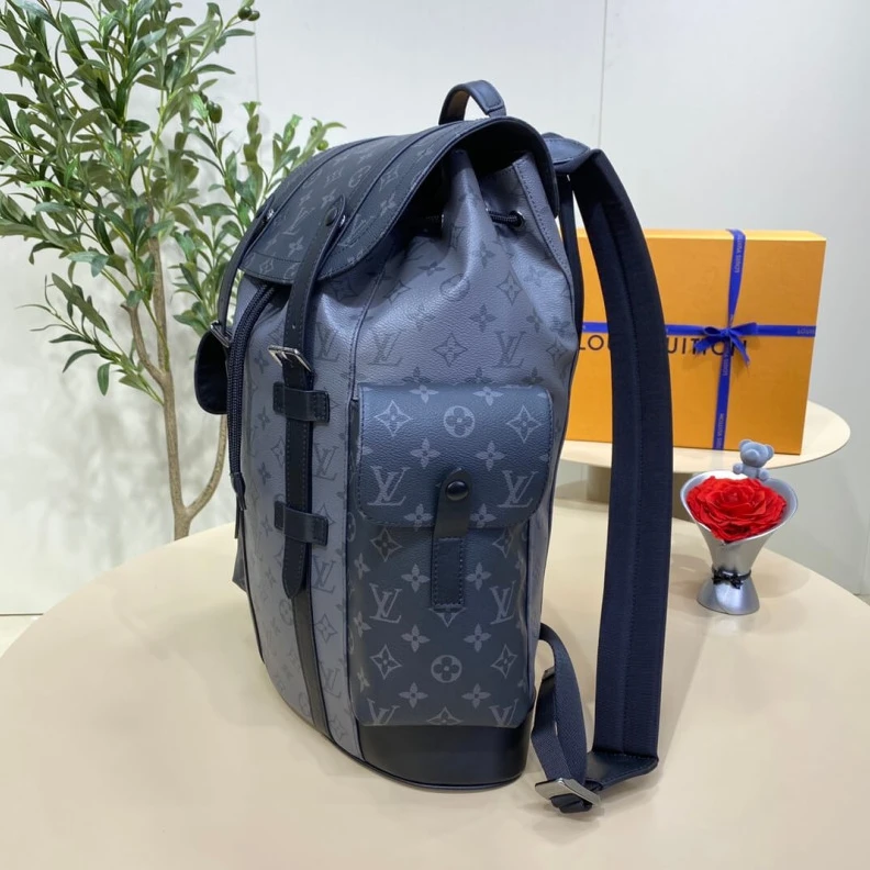 Top lv Press stu Louis Vuitton Monogram Eclipse Christopher MM Backpack