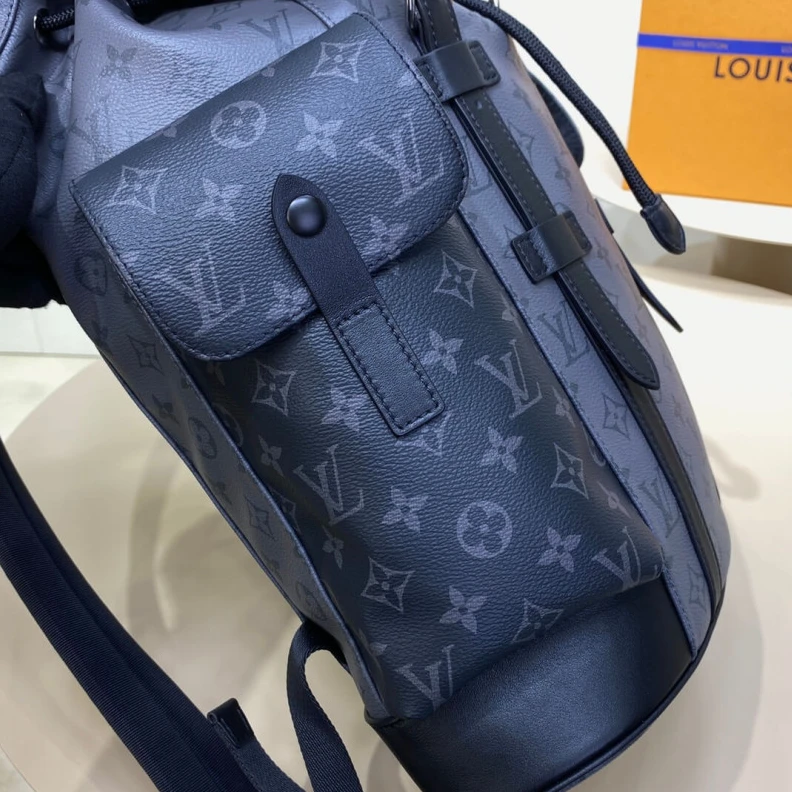 Top lv Press stu Louis Vuitton Monogram Eclipse Christopher MM Backpack