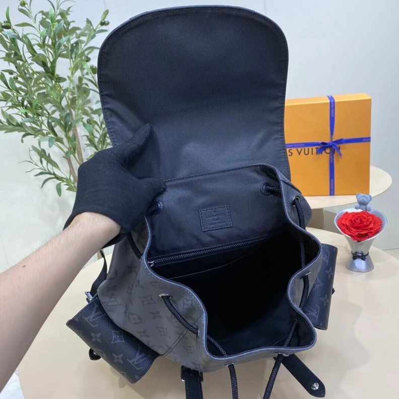 Top lv Press stu Louis Vuitton Monogram Eclipse Christopher MM Backpack