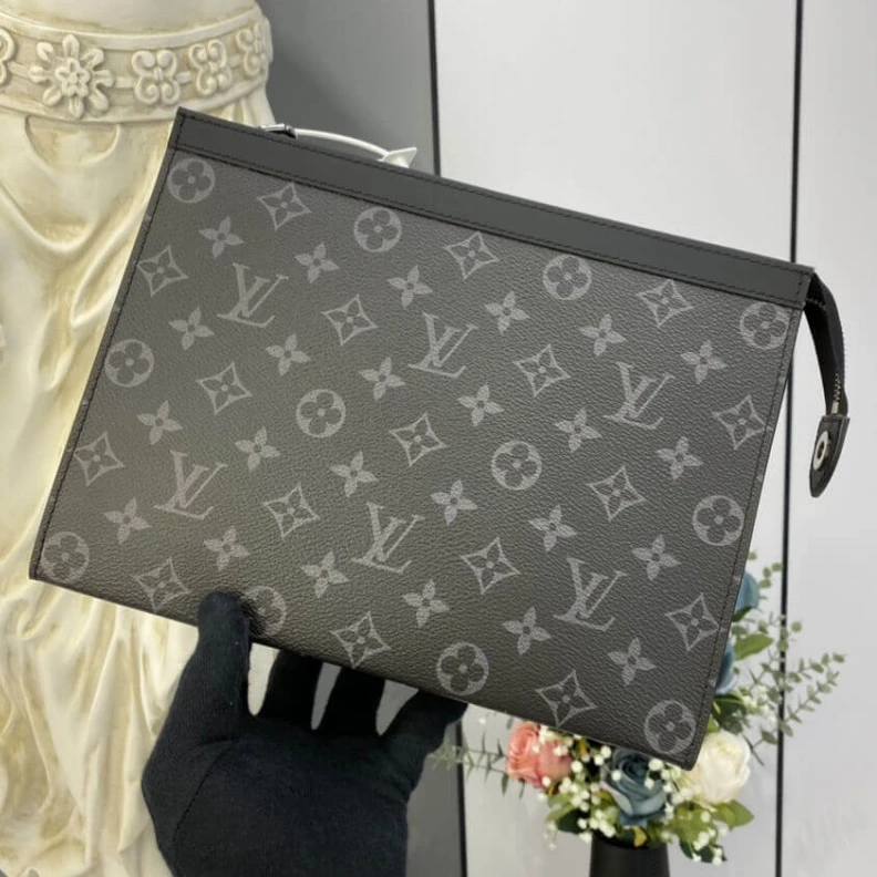 Lv belts replica Microfibe Louis Vuitton Monogram Eclipse Pochette Voyage MM