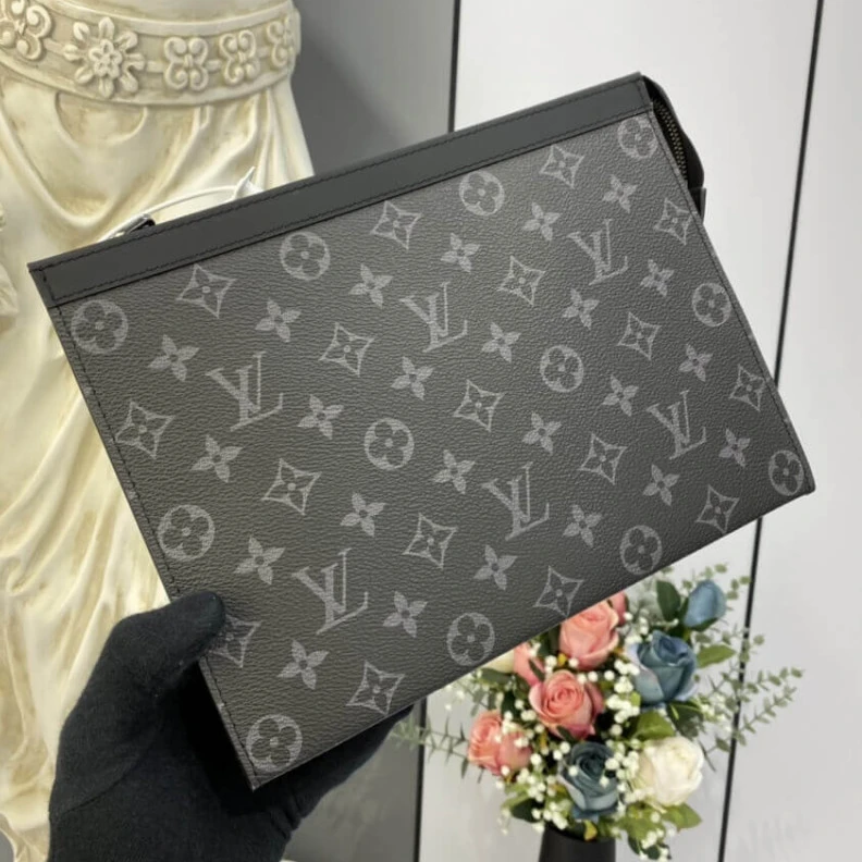 Lv belts replica Microfibe Louis Vuitton Monogram Eclipse Pochette Voyage MM