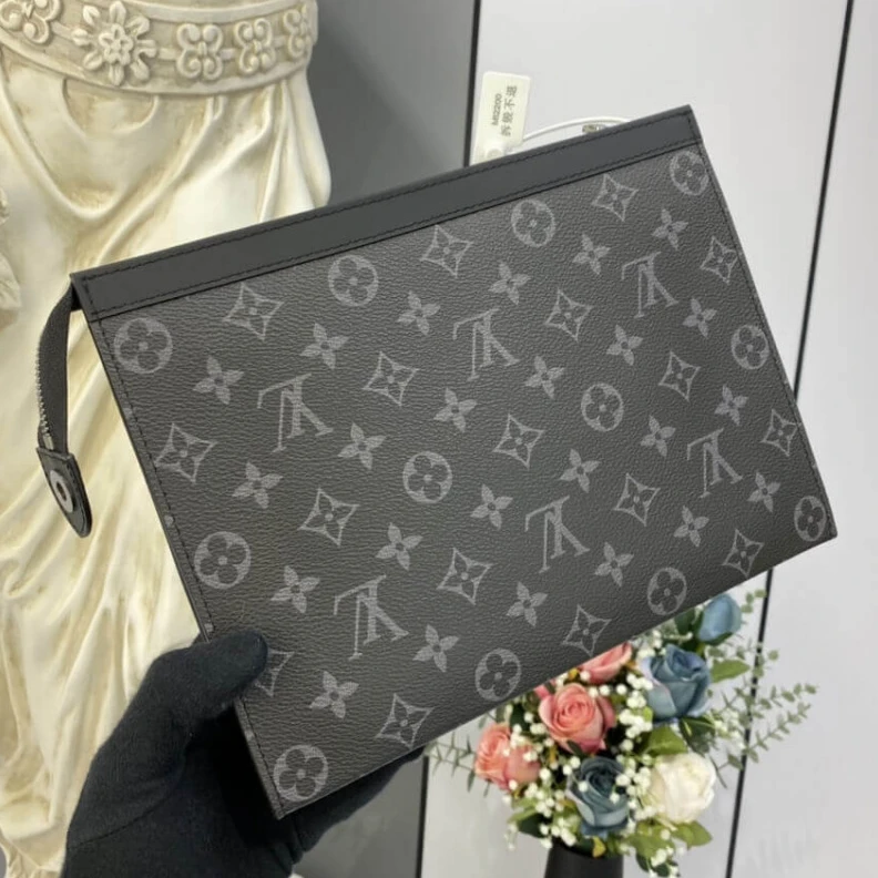 Lv belts replica Microfibe Louis Vuitton Monogram Eclipse Pochette Voyage MM