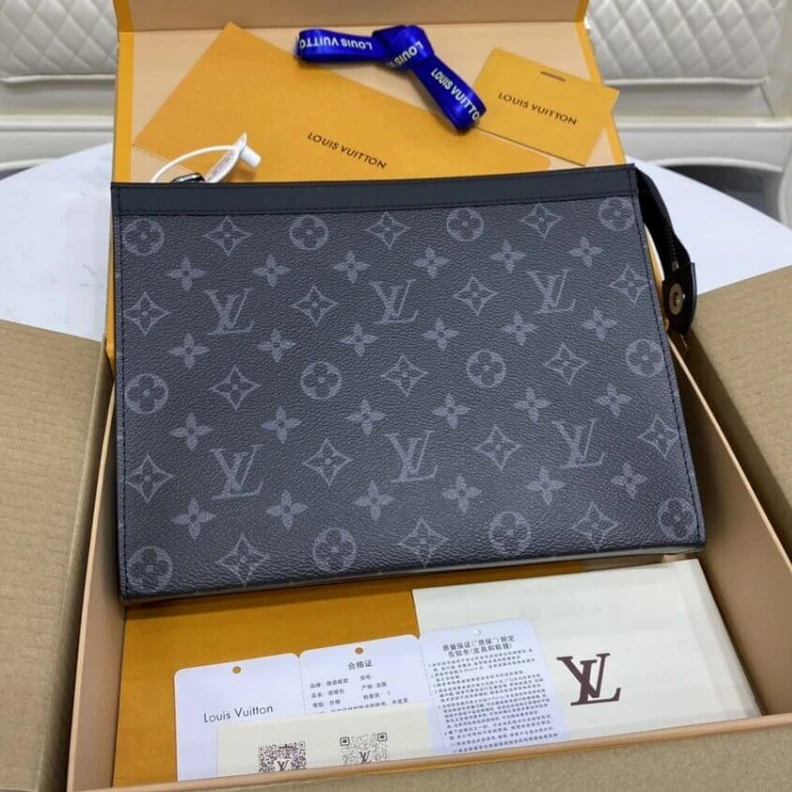 Lv belts replica Microfibe Louis Vuitton Monogram Eclipse Pochette Voyage MM