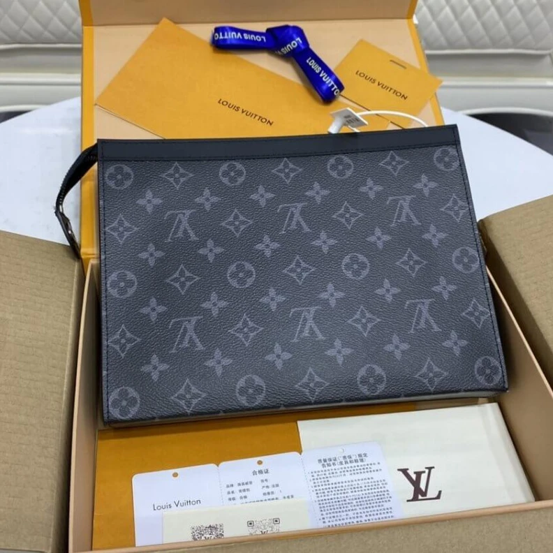 Lv belts replica Microfibe Louis Vuitton Monogram Eclipse Pochette Voyage MM