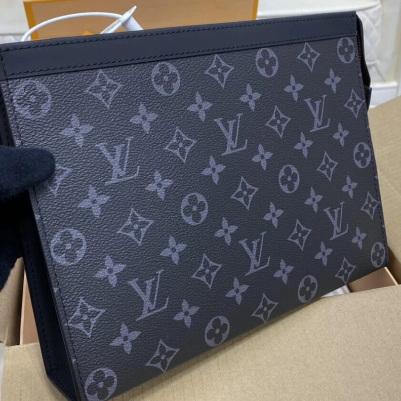 Lv belts replica Microfibe Louis Vuitton Monogram Eclipse Pochette Voyage MM