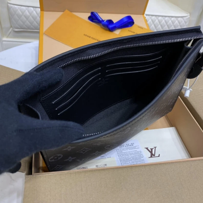 Lv belts replica Microfibe Louis Vuitton Monogram Eclipse Pochette Voyage MM