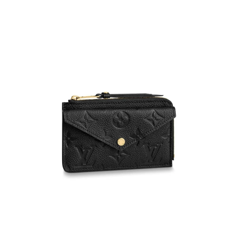 Chain wit Louis Vuitton Monogram Empreinte Card Holder Recto Verso Black
