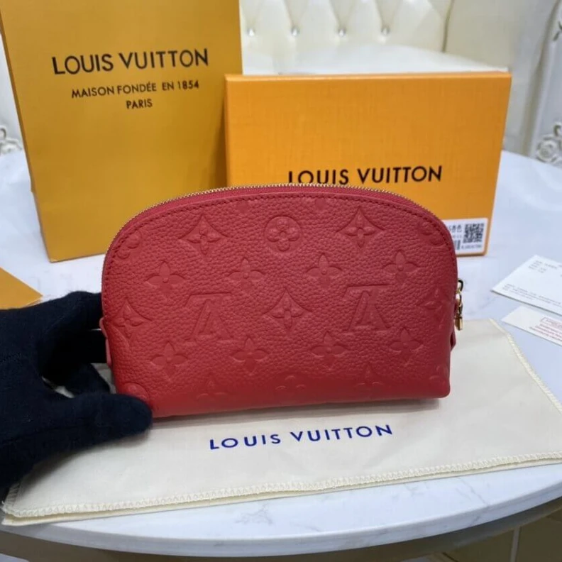 Replica bags Louis Vuitton Monogram Empreinte Cosmetic Pouch PM Red
