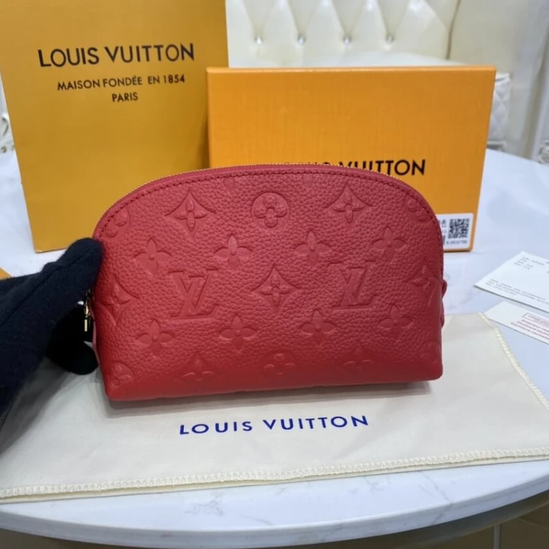 Replica bags Louis Vuitton Monogram Empreinte Cosmetic Pouch PM Red