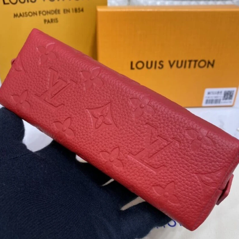 Replica bags Louis Vuitton Monogram Empreinte Cosmetic Pouch PM Red