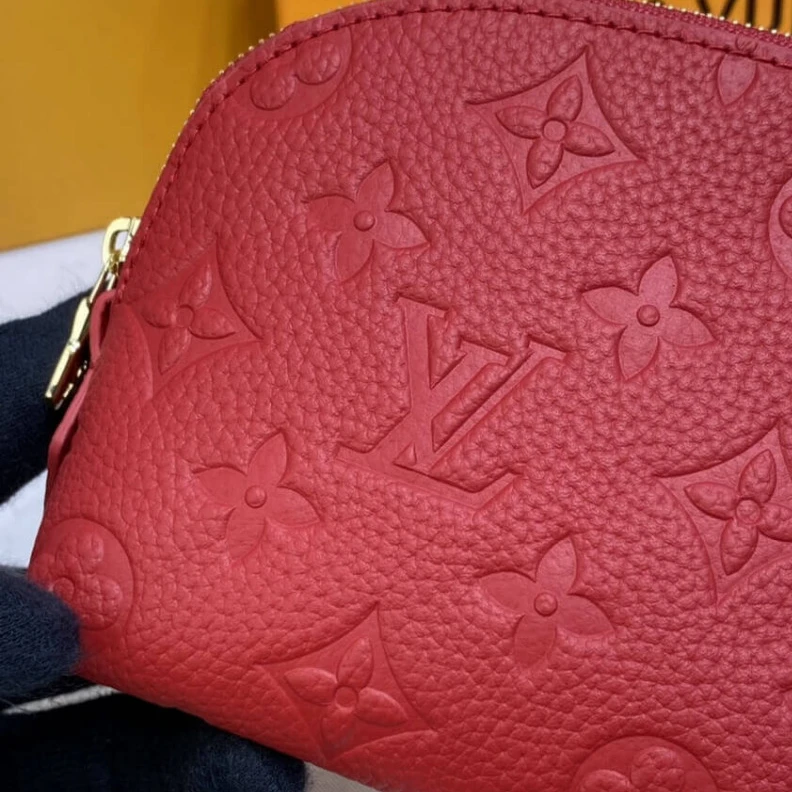 Replica bags Louis Vuitton Monogram Empreinte Cosmetic Pouch PM Red