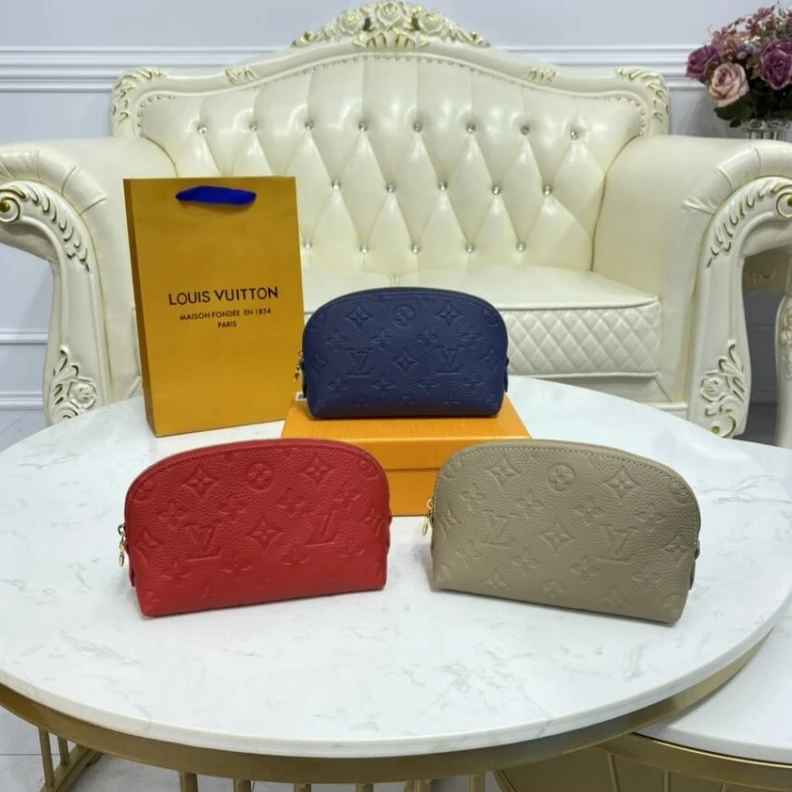 Replica bags Louis Vuitton Monogram Empreinte Cosmetic Pouch PM Red