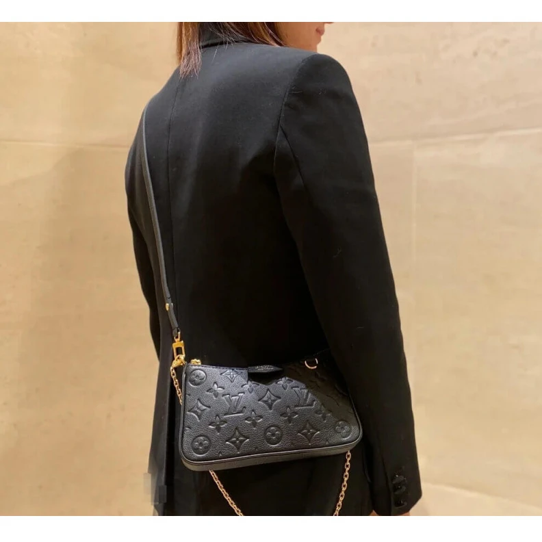 Lv belts replica Dring Louis Vuitton Monogram Empreinte Easy Pouch On Strap Black