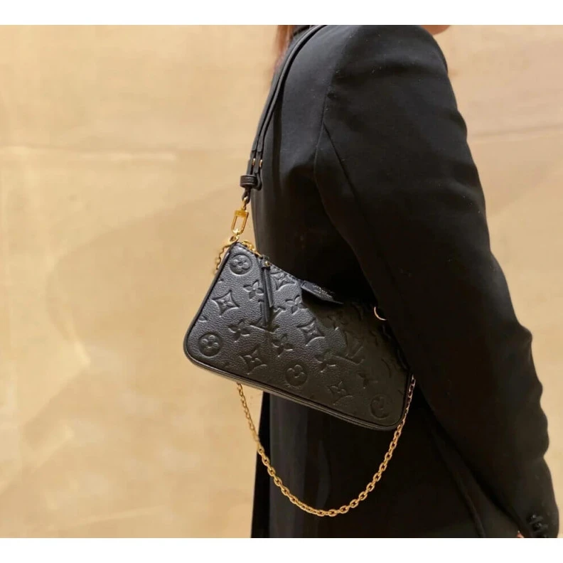 Lv belts replica Dring Louis Vuitton Monogram Empreinte Easy Pouch On Strap Black