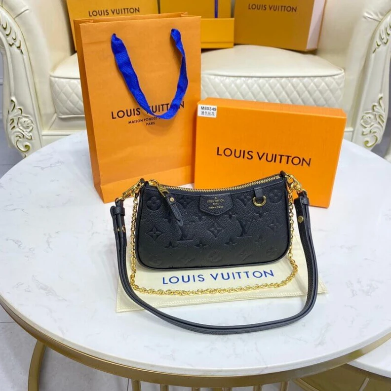 Lv belts replica Dring Louis Vuitton Monogram Empreinte Easy Pouch On Strap Black