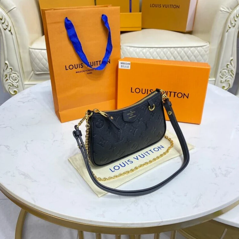 Lv belts replica Dring Louis Vuitton Monogram Empreinte Easy Pouch On Strap Black