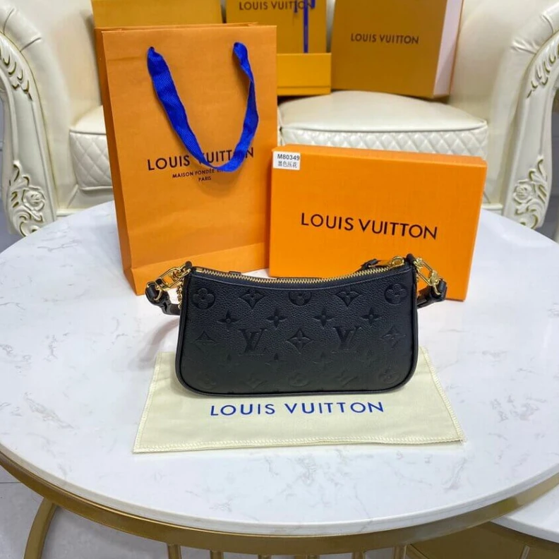 Lv belts replica Dring Louis Vuitton Monogram Empreinte Easy Pouch On Strap Black