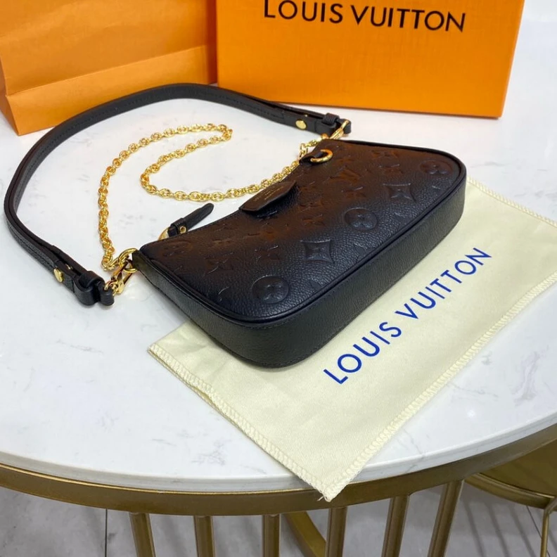 Lv belts replica Dring Louis Vuitton Monogram Empreinte Easy Pouch On Strap Black