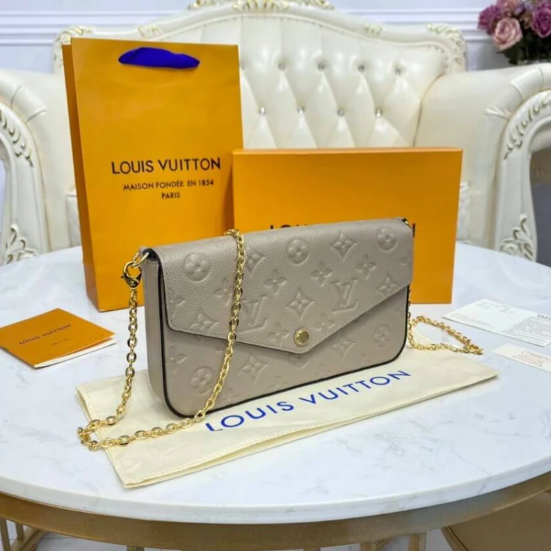 Replica bag Large com Louis Vuitton Monogram Empreinte Felicie Pochette Tourterelle