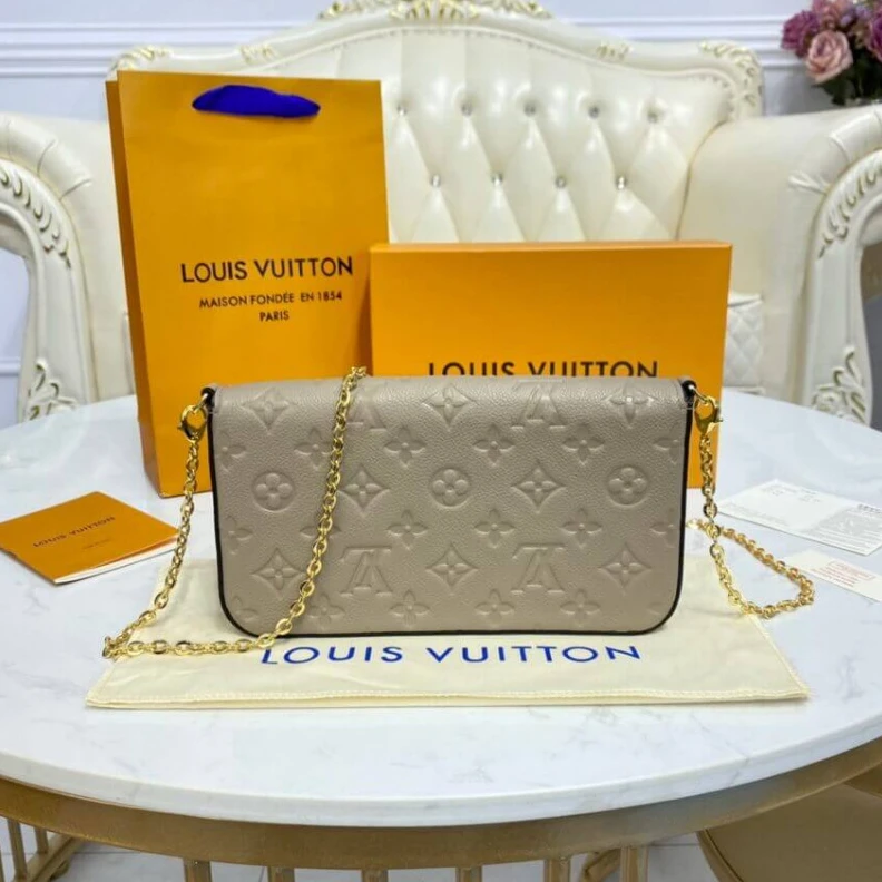 Replica bag Large com Louis Vuitton Monogram Empreinte Felicie Pochette Tourterelle