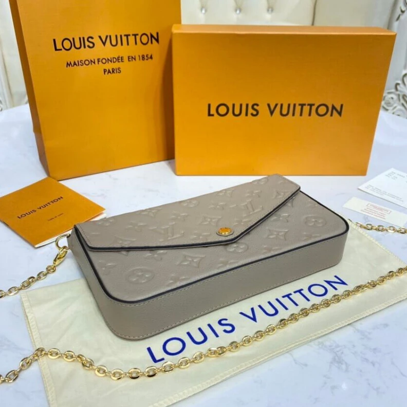 Replica bag Large com Louis Vuitton Monogram Empreinte Felicie Pochette Tourterelle