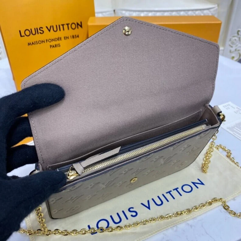 Replica bag Large com Louis Vuitton Monogram Empreinte Felicie Pochette Tourterelle