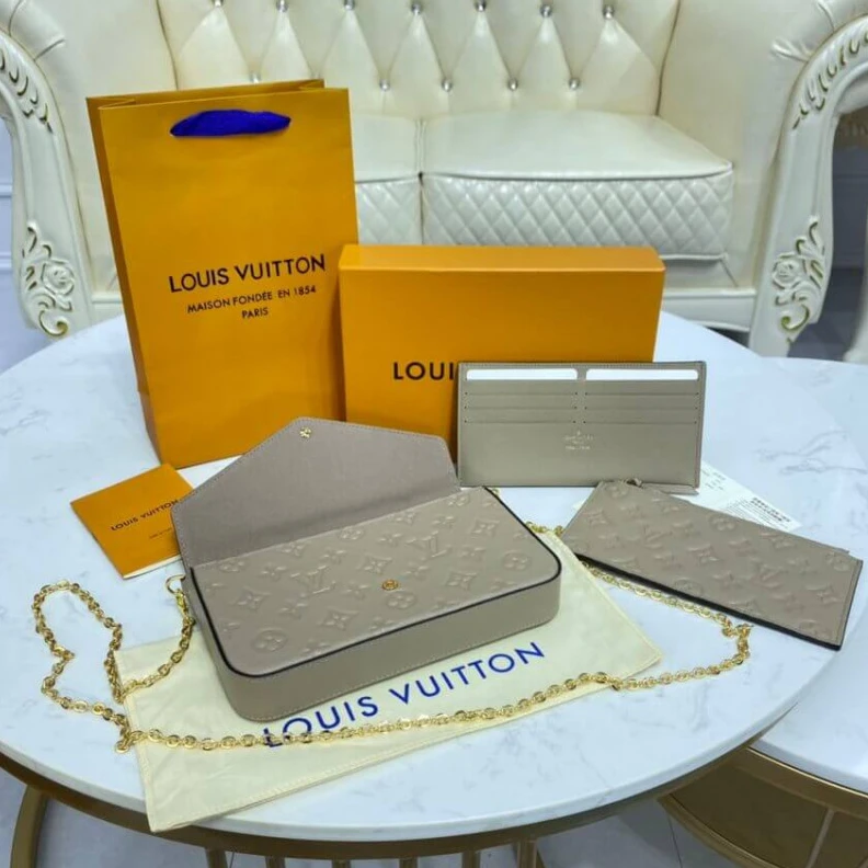 Replica bag Large com Louis Vuitton Monogram Empreinte Felicie Pochette Tourterelle