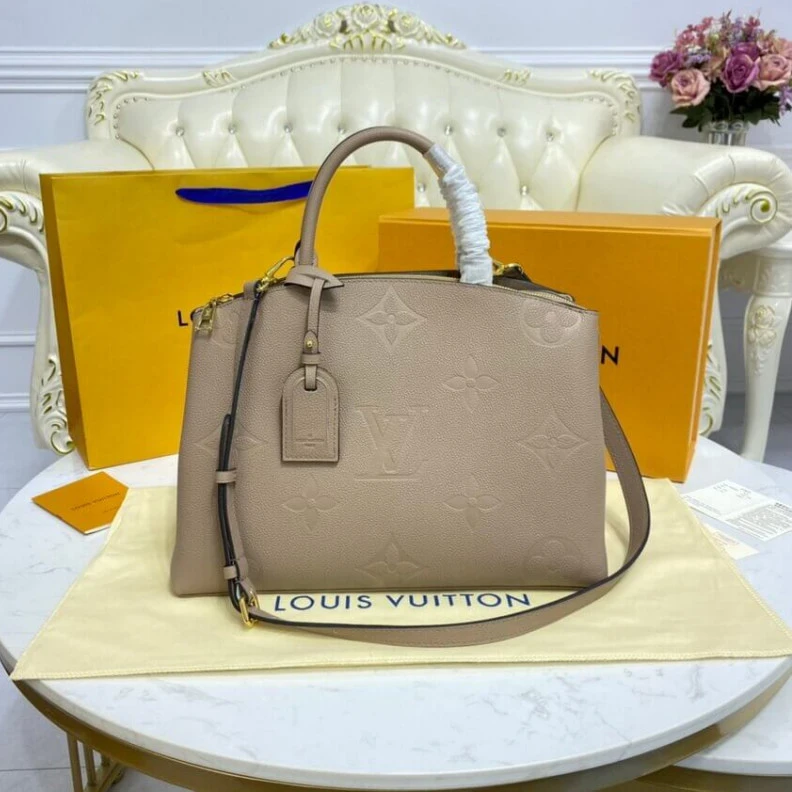 Lv belts replica Both chic Louis Vuitton Monogram Empreinte Grand Palais Tourterelle